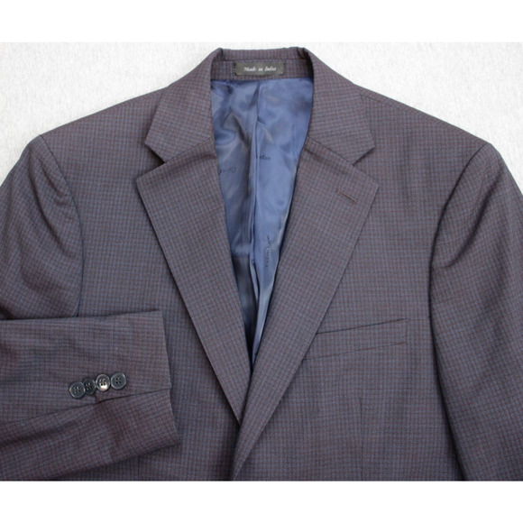 Calvin Klein Blazer Mens Size 38R Check 100% Wool 2 Button Single Breasted Notch - Picture 1 of 9